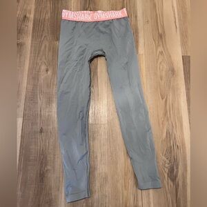 Gymshark Gray Leggings with Pink Waistband